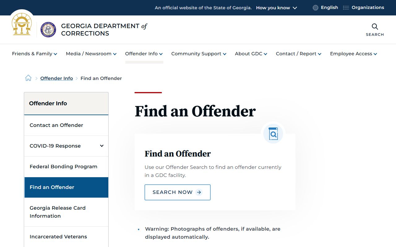 Georgia Department of Corrections offender search for Marion County inmate lookup after sentencing